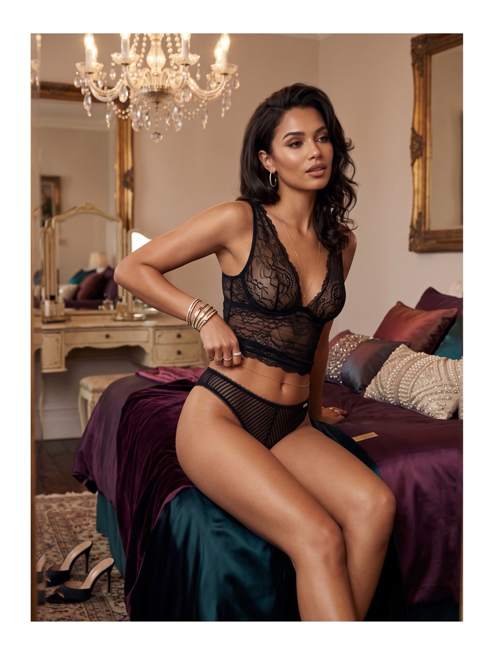 new Les Girls Les Boys ミ Mesh Striped Thong ミ Black ミ Medium Large ミ Sexy Sheer